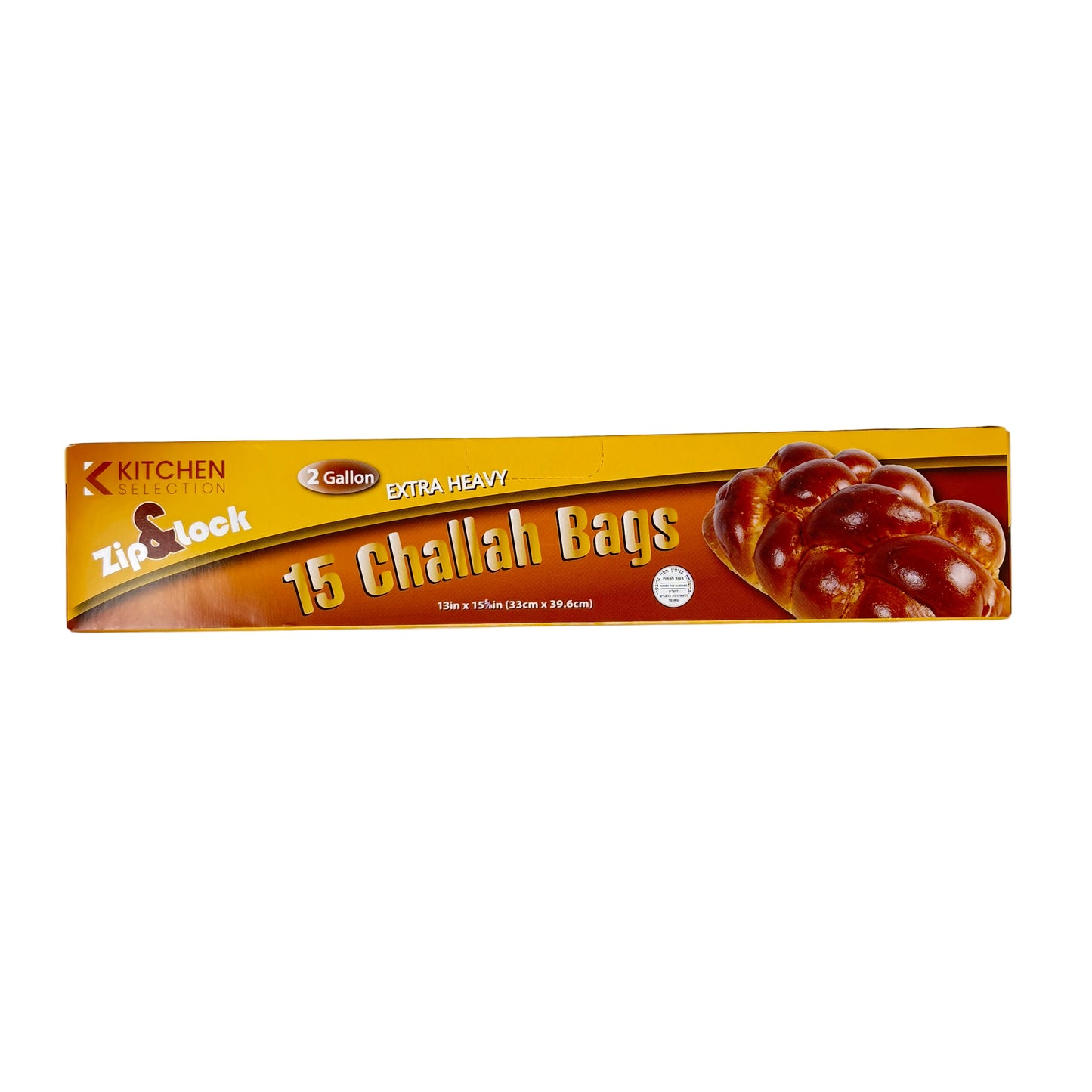 Box of 15 Challah Bags with a yellow label on a white background