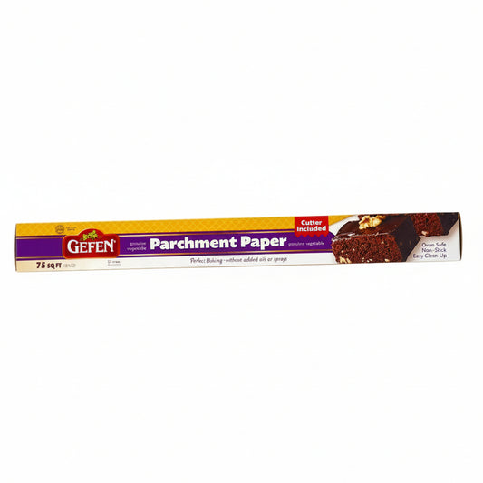 Roll of Gefen parchment paper on a white background