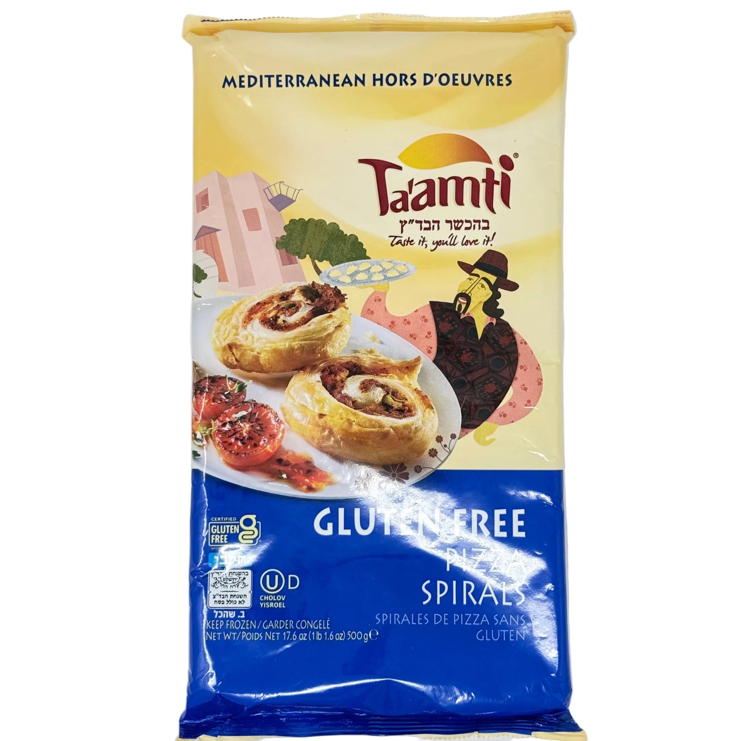 Taami gluten-free spirals packaging on a white background
