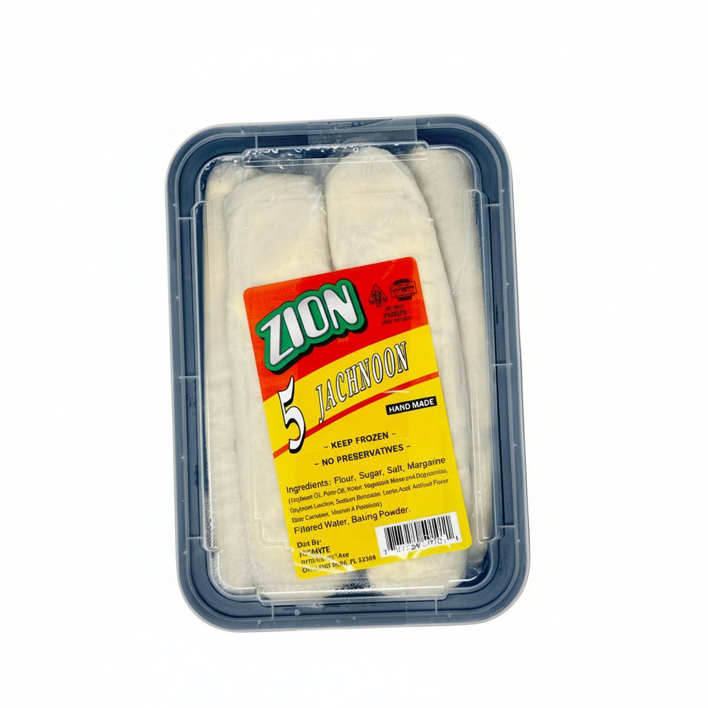 Packaged zucchini sticks with Zion brand label on a white background