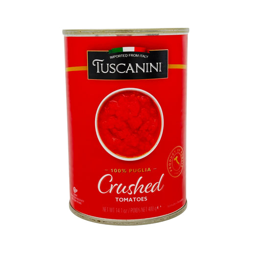 Tuscanini crushed tomatoes can on a white background