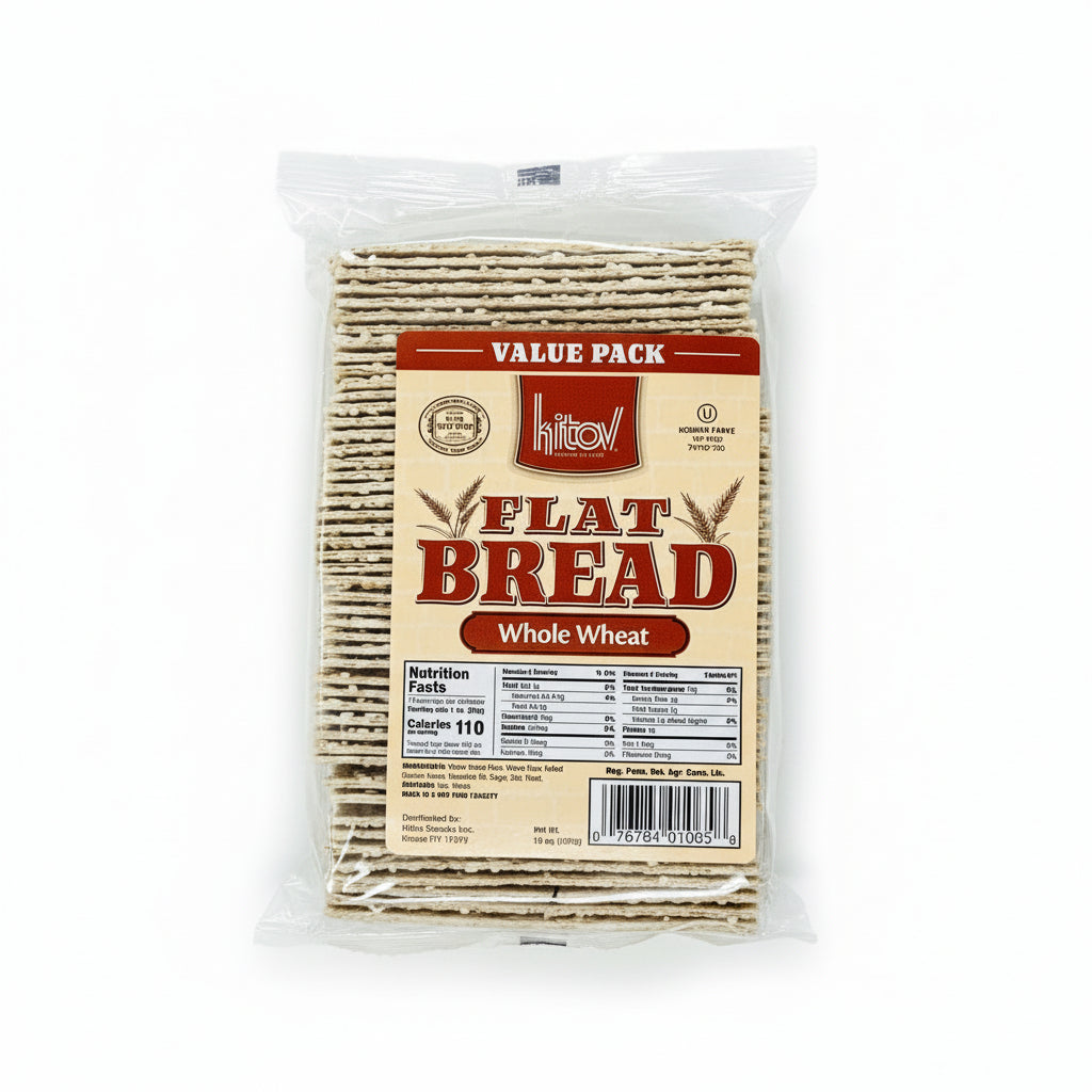 Packaged flat breads with a visible brand label on a white background