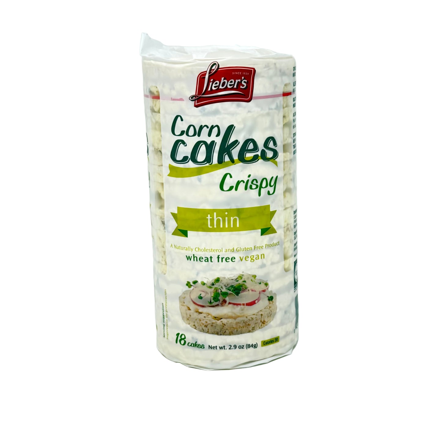Pack of Lieber's Corn Cakes on a white background