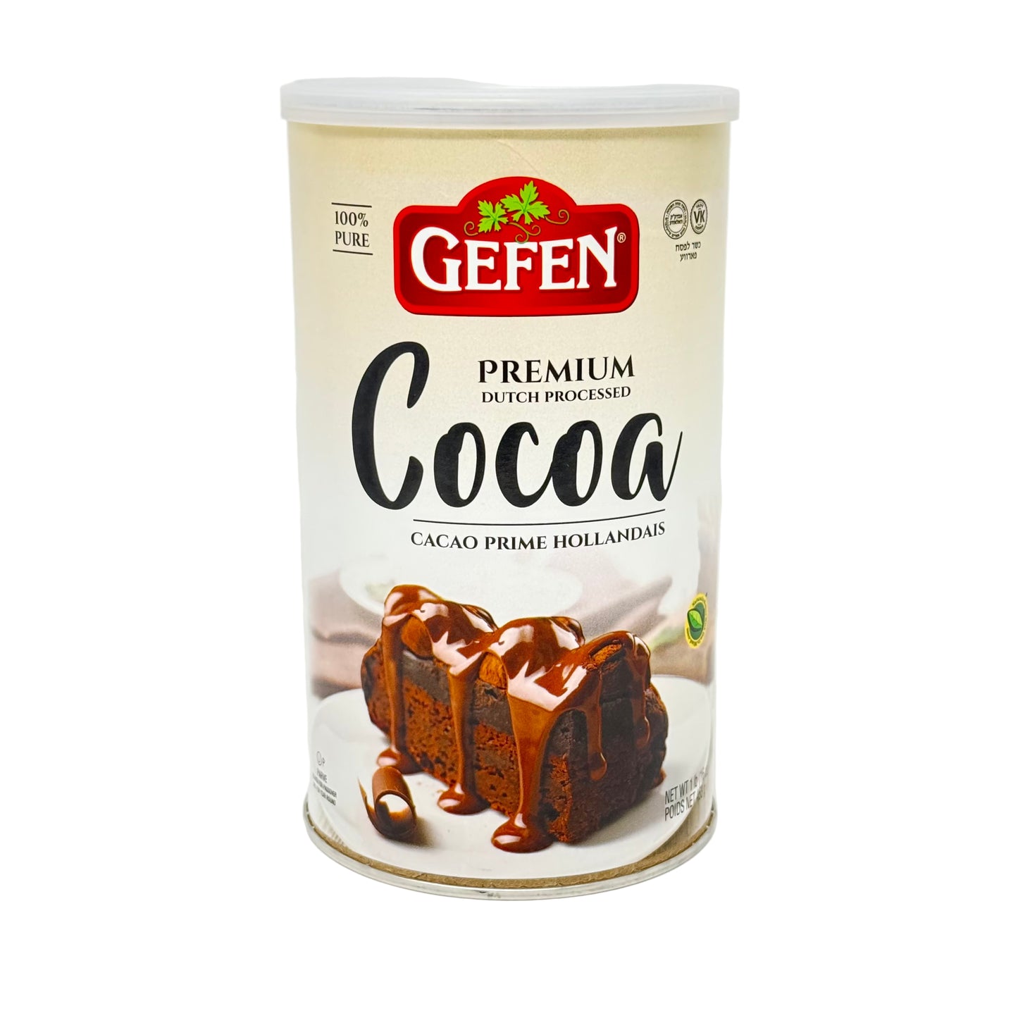 Gefen Premium Cocoa canister on a white background