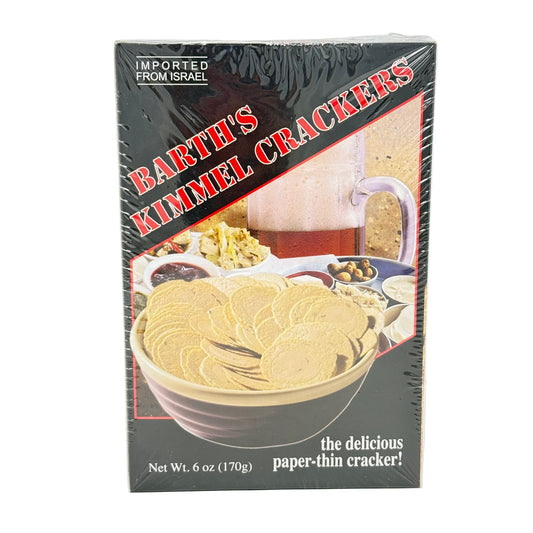 Box of Barth's Kimmel Crackers with a bowl of crackers on the front.