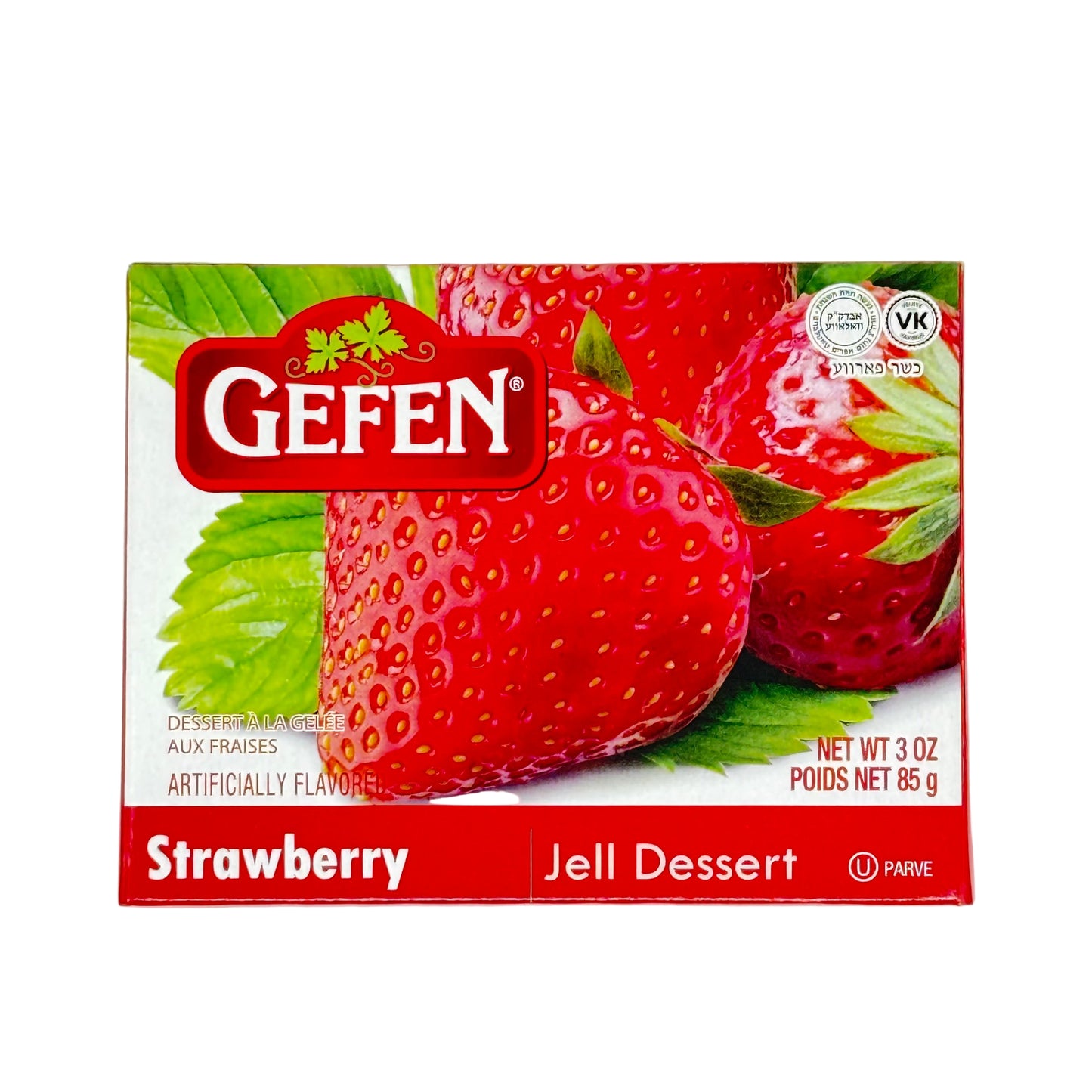Gefen Strawberry Jell Dessert packaging on a white background