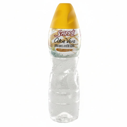 Sappe Aloe Vera melon flavor bottle with yellow cap on a white background