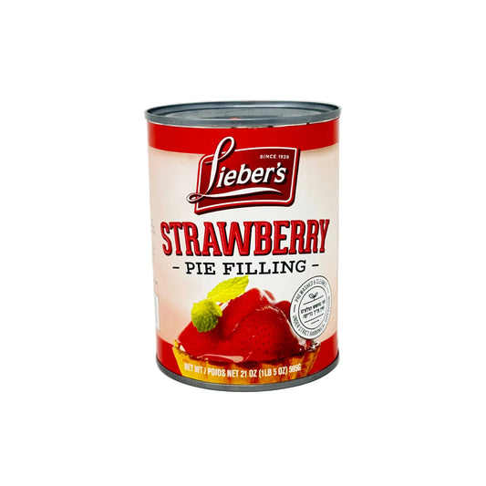 Can of Lieber's Strawberry Pie Filling on a white background