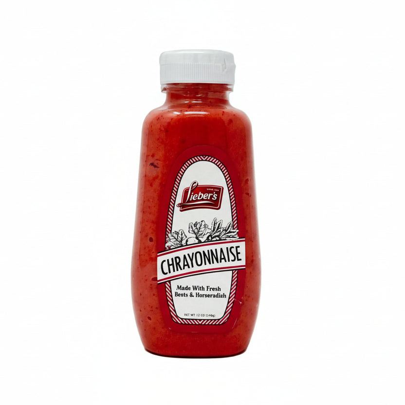 Bottle of Lieber's Chrayonnaise on a white background