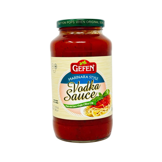 Jar of Gefen Vodka Sauce on a white background