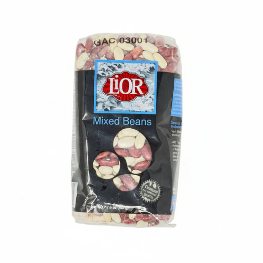 Bag of Lior mixed beans on a white background