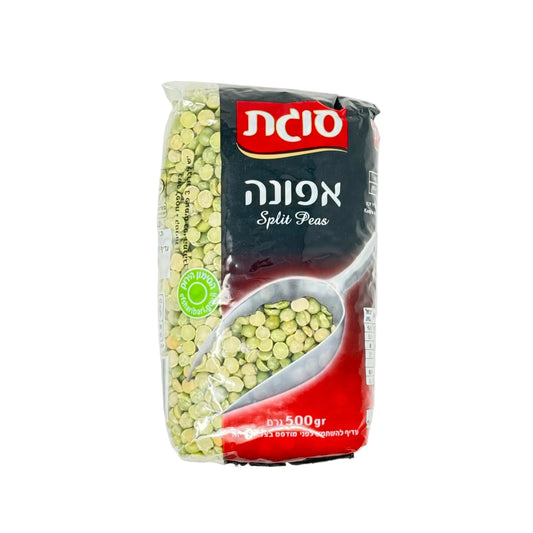 Bag of split peas with a brand logo on a white background