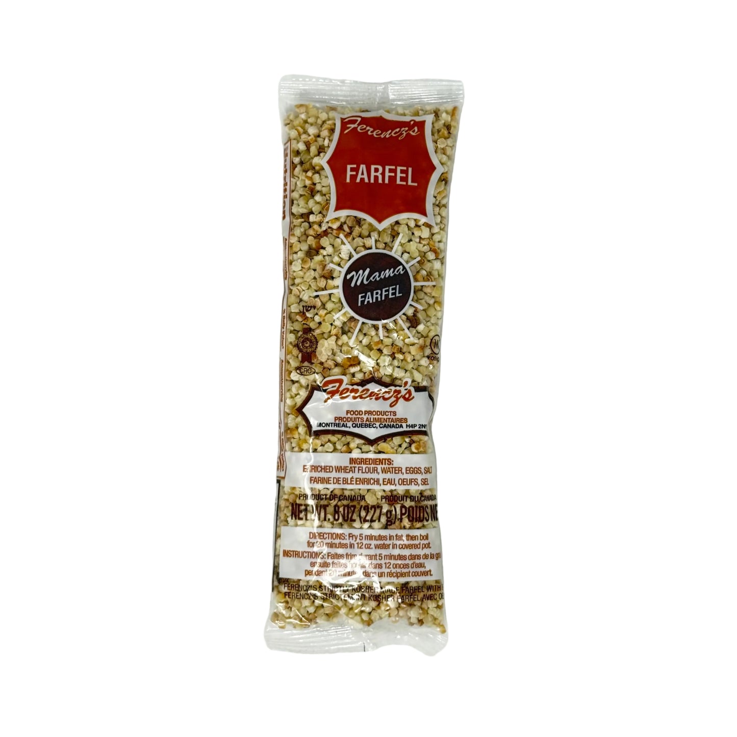 Packaged Farfel product with branding on a white background