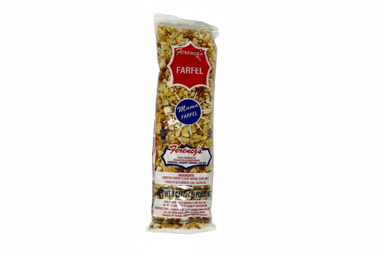 Packaged Farfel product with visible brand labels on a white background