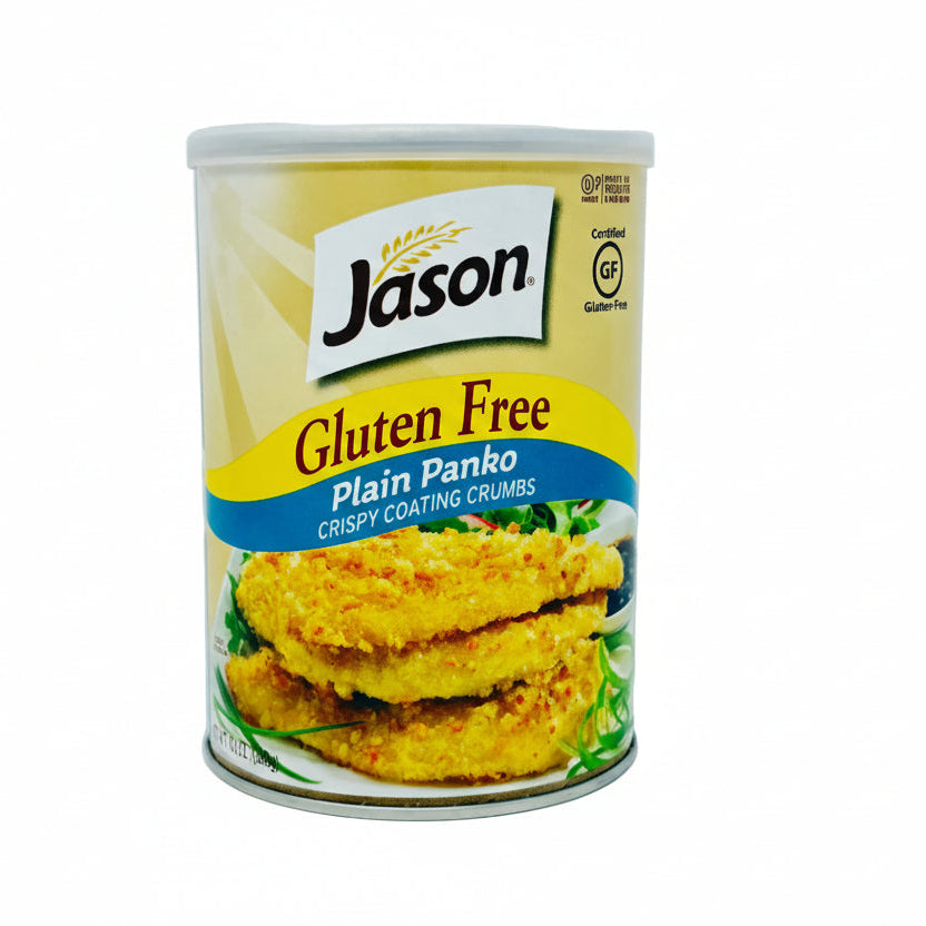 Can of Jason Gluten Free Plain Panko on a white background