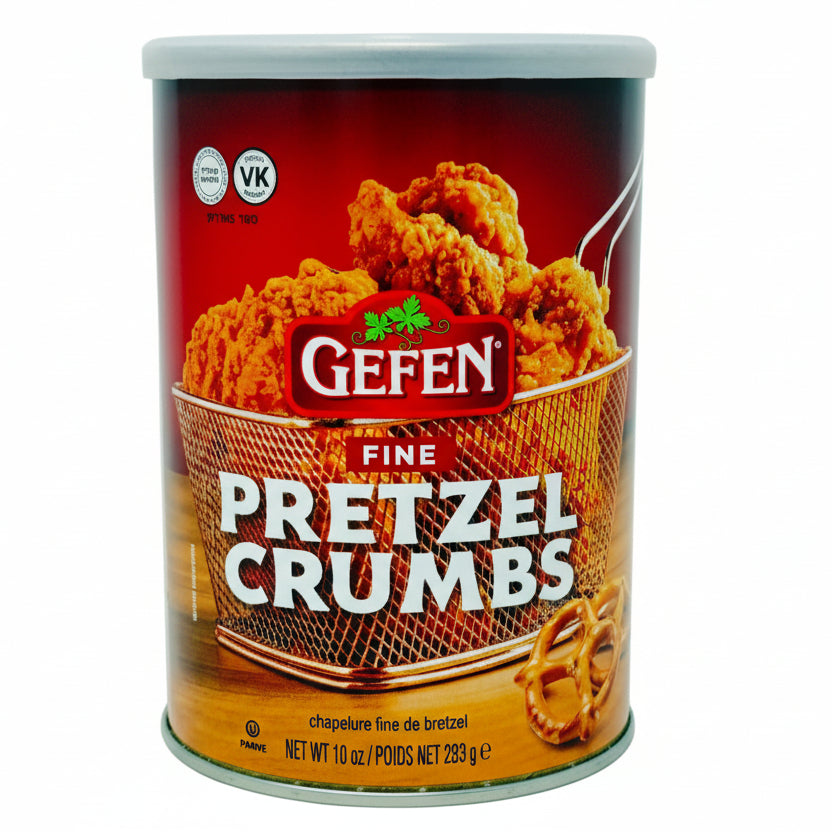 Can of Gefen Pretzel Crumbs on a white background