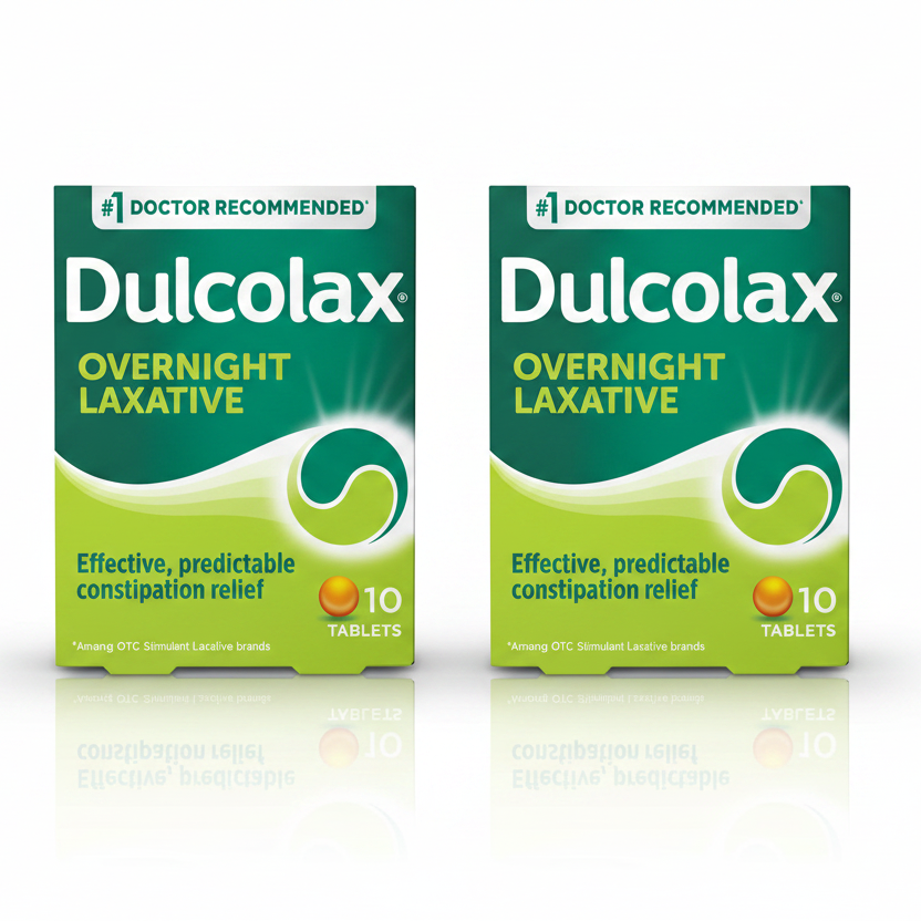 Dulcolax Stimulant Laxative Tablets, Predictable & Effective Constipation Relief, Relieves Straining & Bloating, Bisacodyl 5 mg, 10 Count, 2 Pack