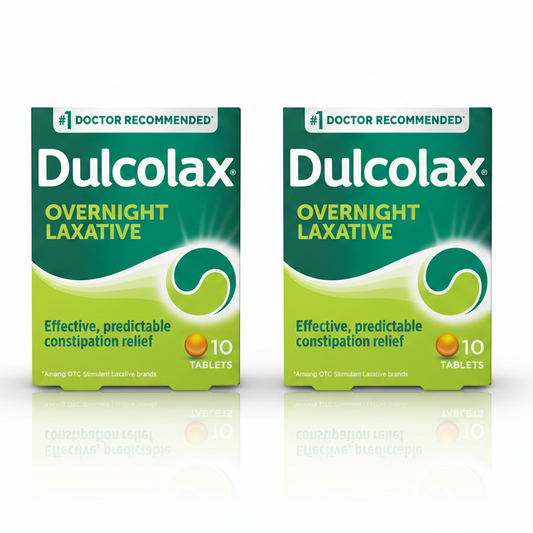 Dulcolax Stimulant Laxative Tablets, Predictable & Effective Constipation Relief, Relieves Straining & Bloating, Bisacodyl 5 mg, 10 Count, 2 Pack