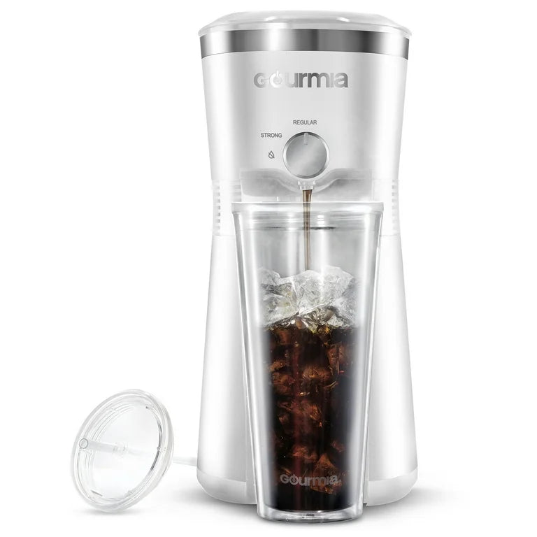 Gourmia Iced Coffee Maker with Reusable Tumbler 25 oz Brew Over Ice