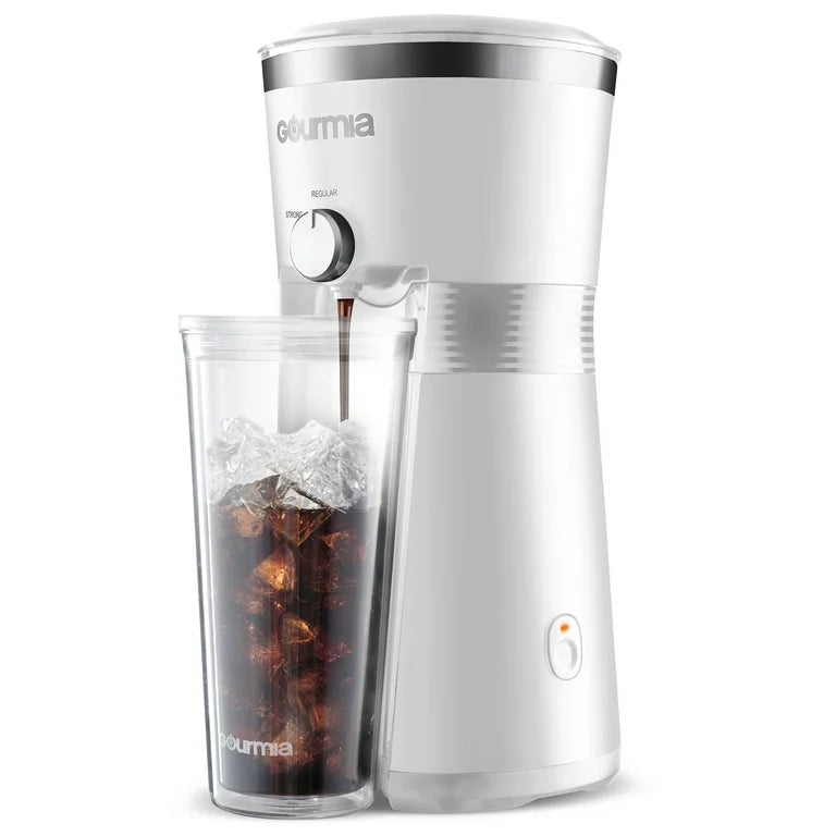 Gourmia Iced Coffee Maker with Reusable Tumbler 25 oz Brew Over Ice