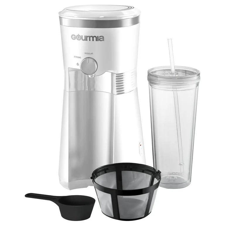 Gourmia Iced Coffee Maker with Reusable Tumbler 25 oz Brew Over Ice