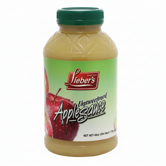 Jar of Lieber's Applesauce on a white background