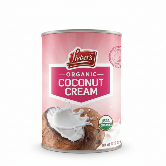 Can of Organic Coconut Cream on a white background