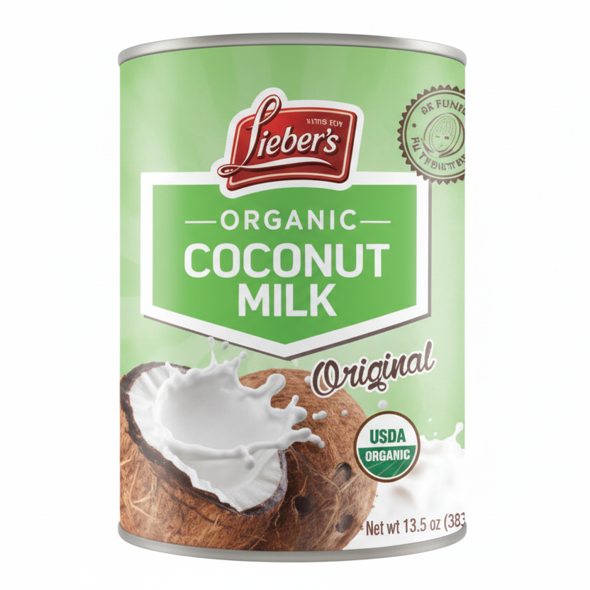 Can of Organic Coconut Milk on a white background