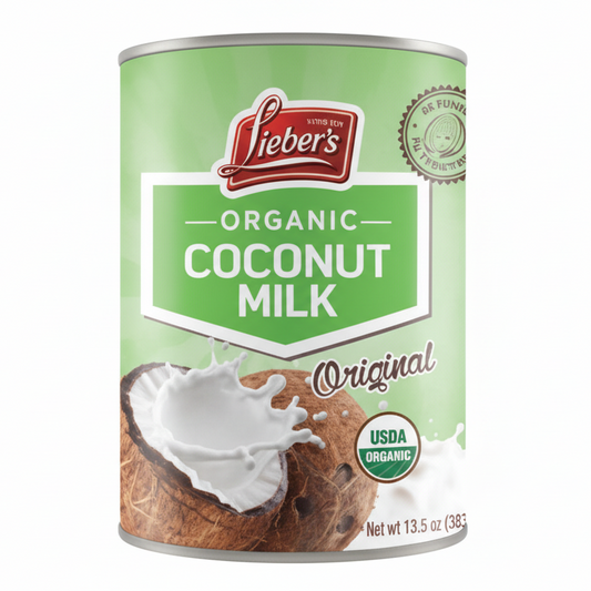 Can of Organic Coconut Milk on a white background