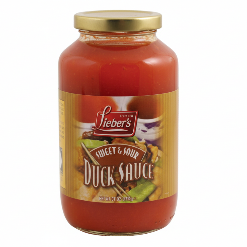 Jar of Lieber's Sweet & Sour Duck Sauce on a white background