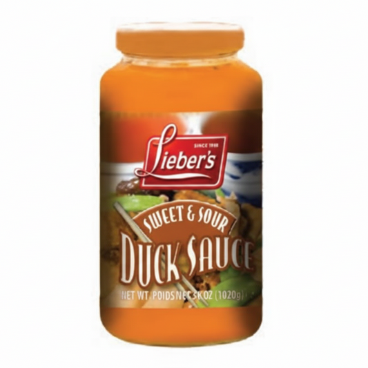Jar of Lieber's Sweet & Sour Duck Sauce on a white background