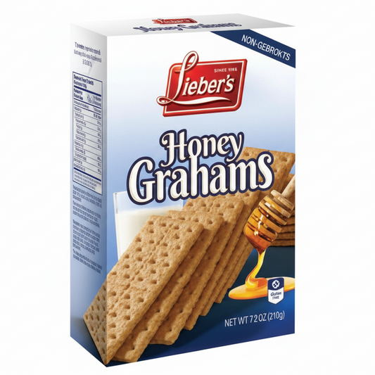 Box of Lieber's Honey Grahams on a white background