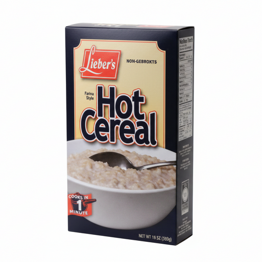 Box of Lieber's Hot Cereal on a white background