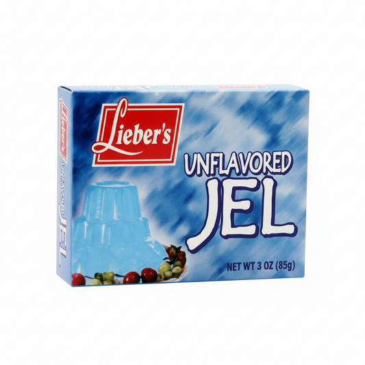 Box of Lieber's Unflavored Jel on a white background