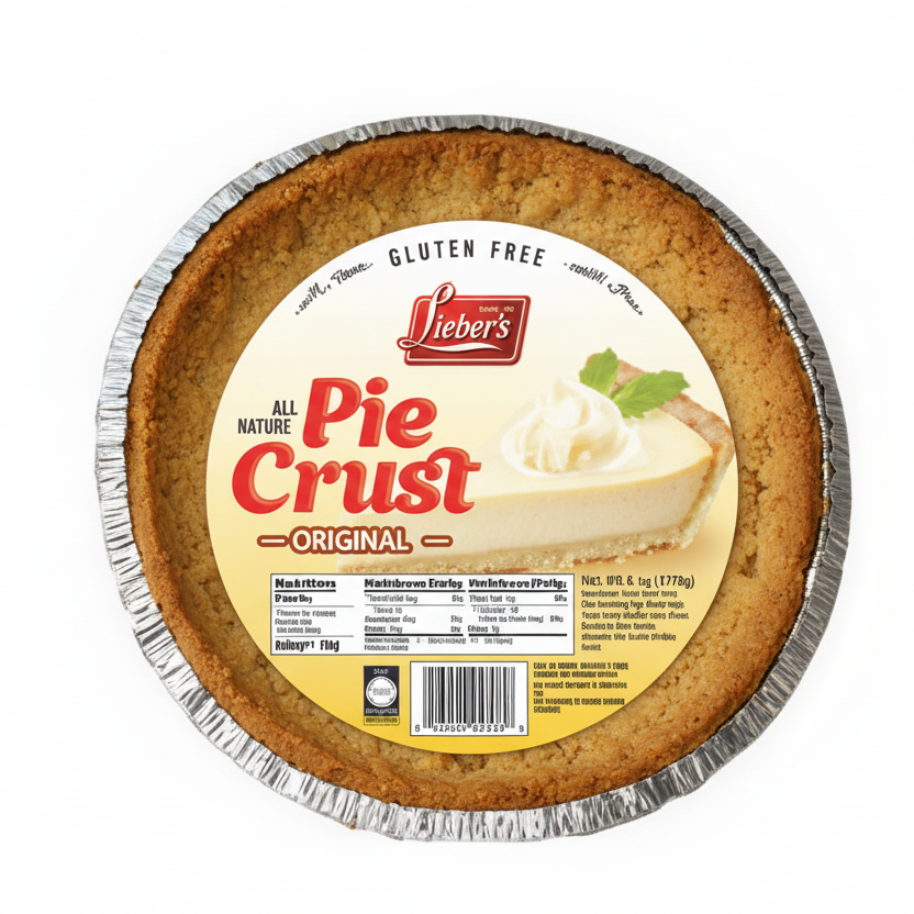 Pie crust package with a label on a white background
