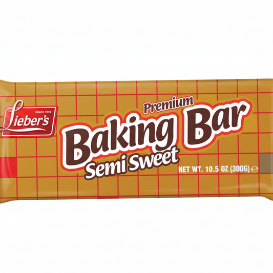 Lieber's Premium Baking Bar Semi Sweet packaging on a white background