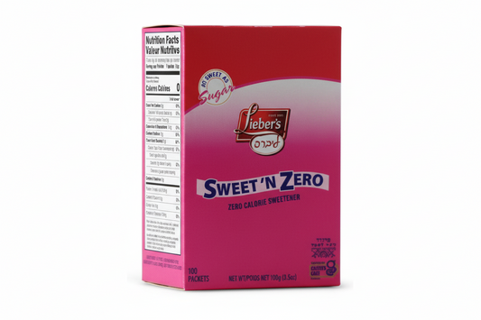 Box of Lieber's Sweet 'N Zero sweetener on a white background