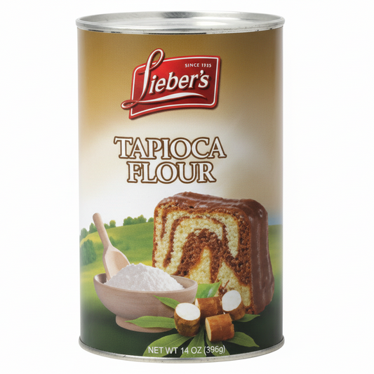Lieber's tapioca flour canister on a white background