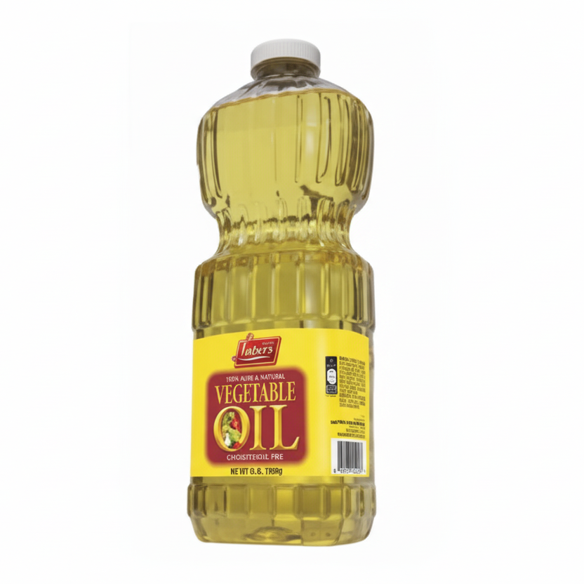 Bottle of vegetable oil on a white background