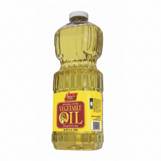 Bottle of vegetable oil on a white background