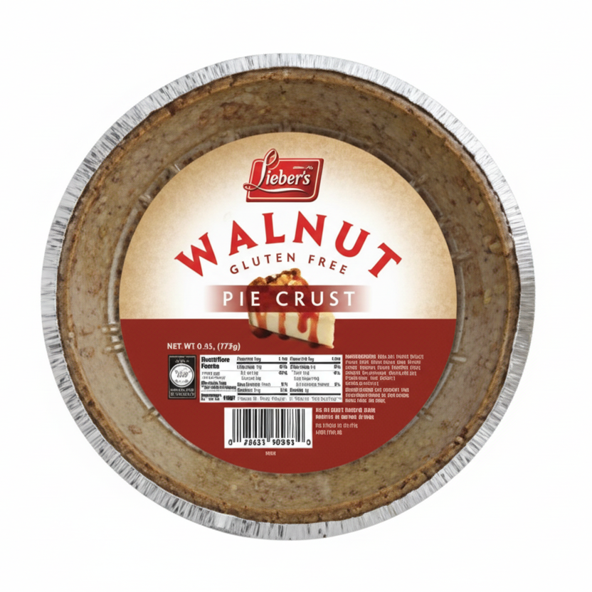 Pie crust package with 'Walnut' flavor label on a white background